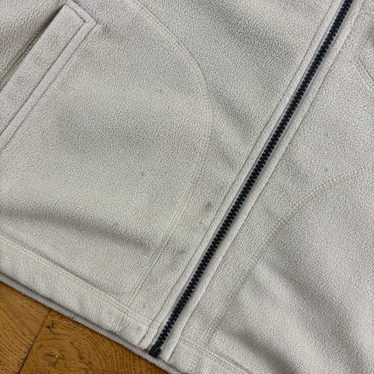 Vintage 90s Timberland Cream Embroidered Zip Fleece Sweatshirt - M