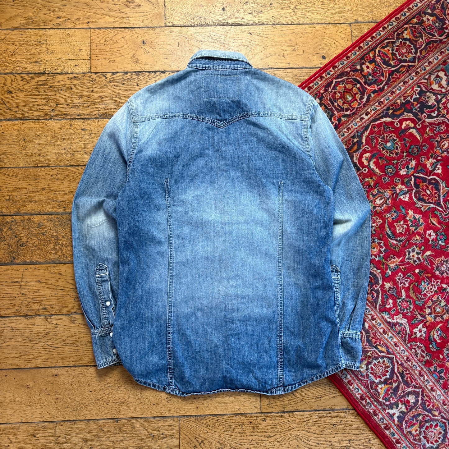 Vintage True Religion Blue Denim Embroidered Shirt - L