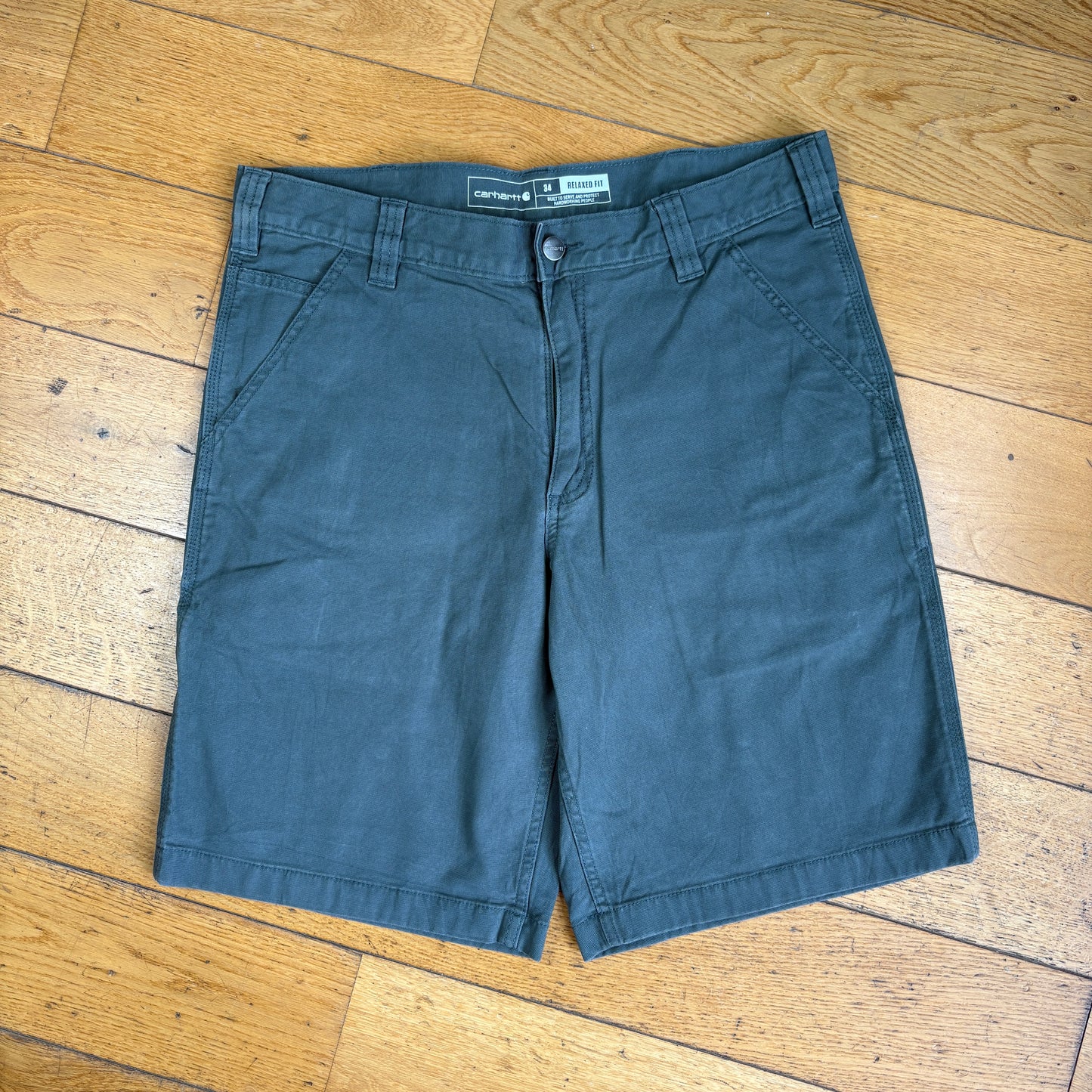 Vintage Carhartt Workwear Elm Green Baggy Carpenter Shorts - 34
