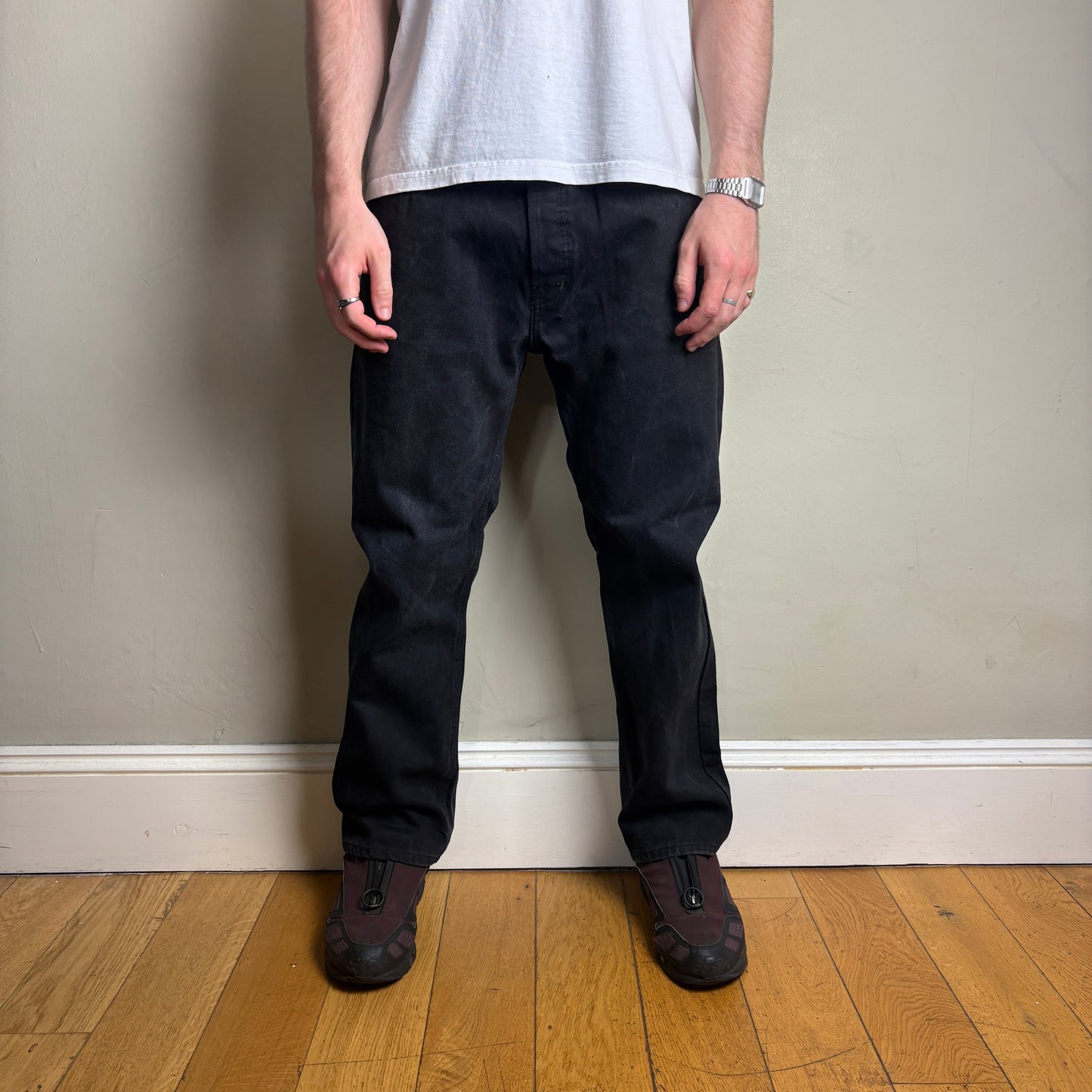 Vintage Levis 501 Straight Black Denim Jeans - 38S