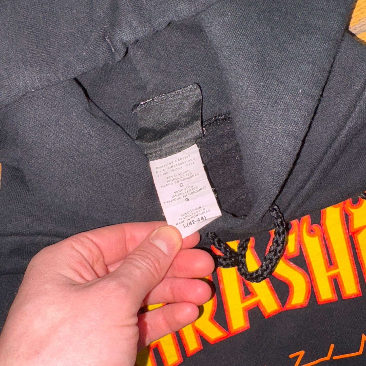Vintage Thrasher Flames Black Skate Hoodie Sweatshirt - XL