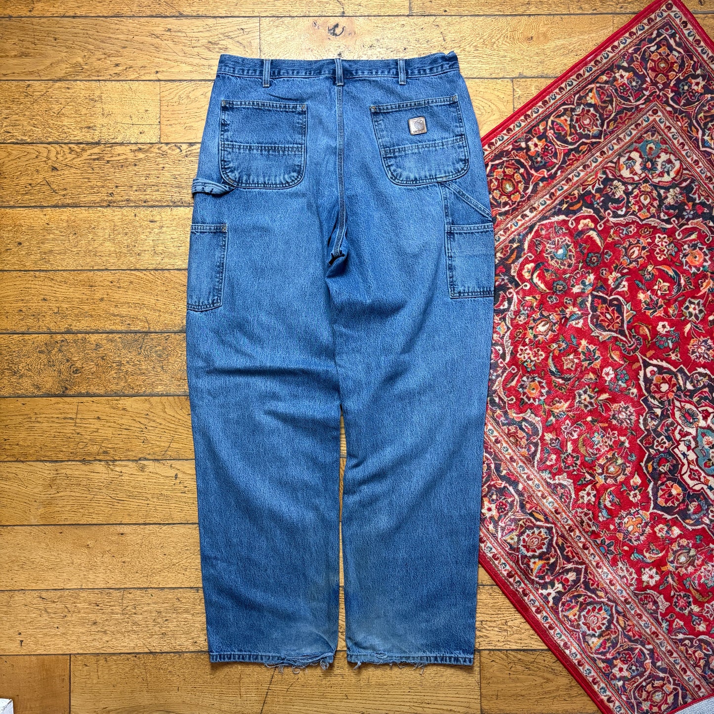 Vintage Carhartt Workwear Carpenter Baggy Blue Jeans - 38L