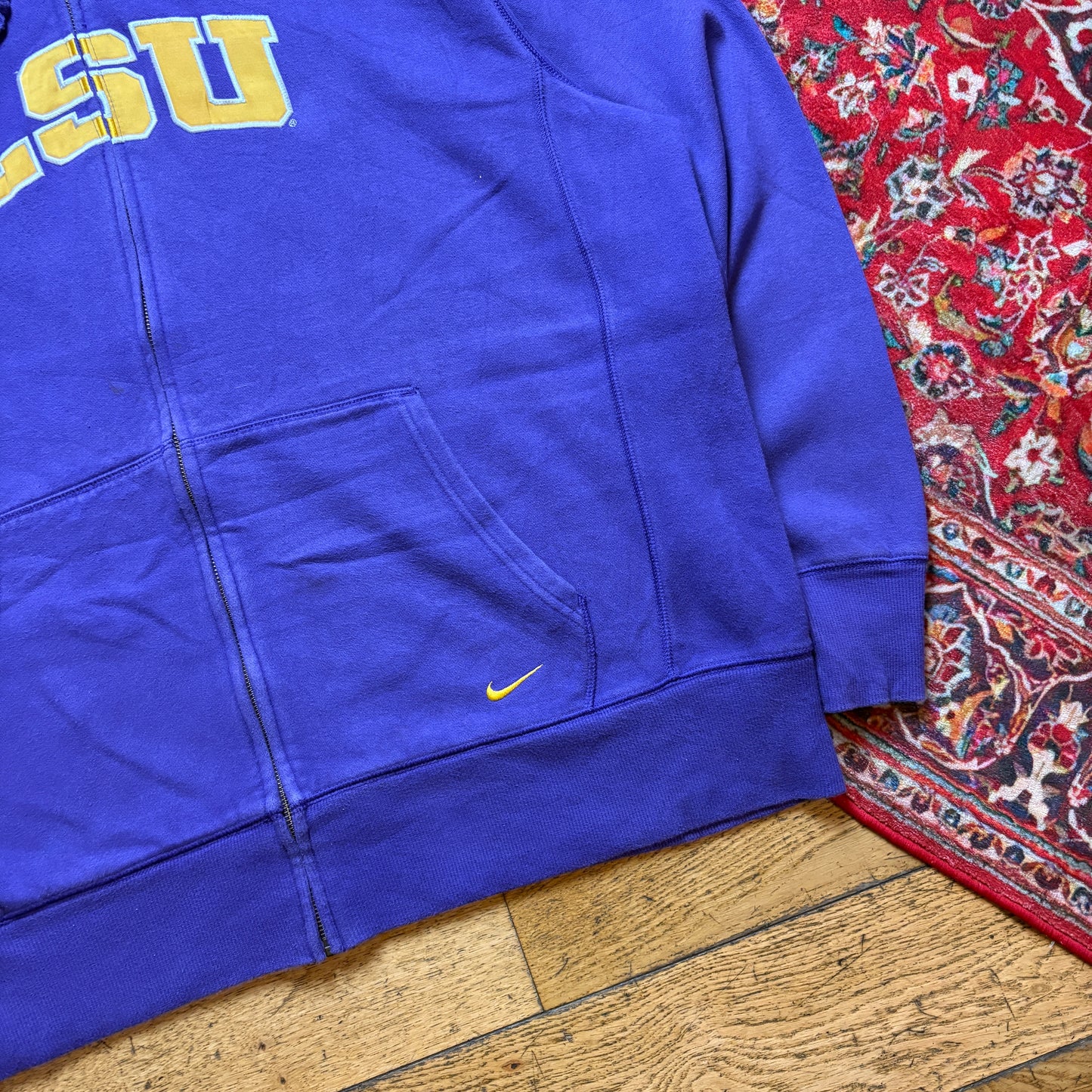 Vintage Nike LSU Purple Zip Embroidered Hoodie Sweatshirt - XL