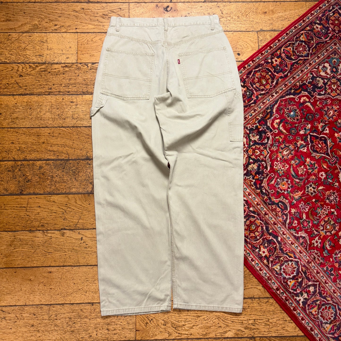 Vintage Levi's Cream Carpenter Workwear Baggy Trousers - 33R