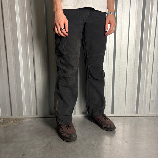 Vintage Dolce and Gabanna D&G Black Cargo Corduroy Y2K Baggy Trousers - 32R