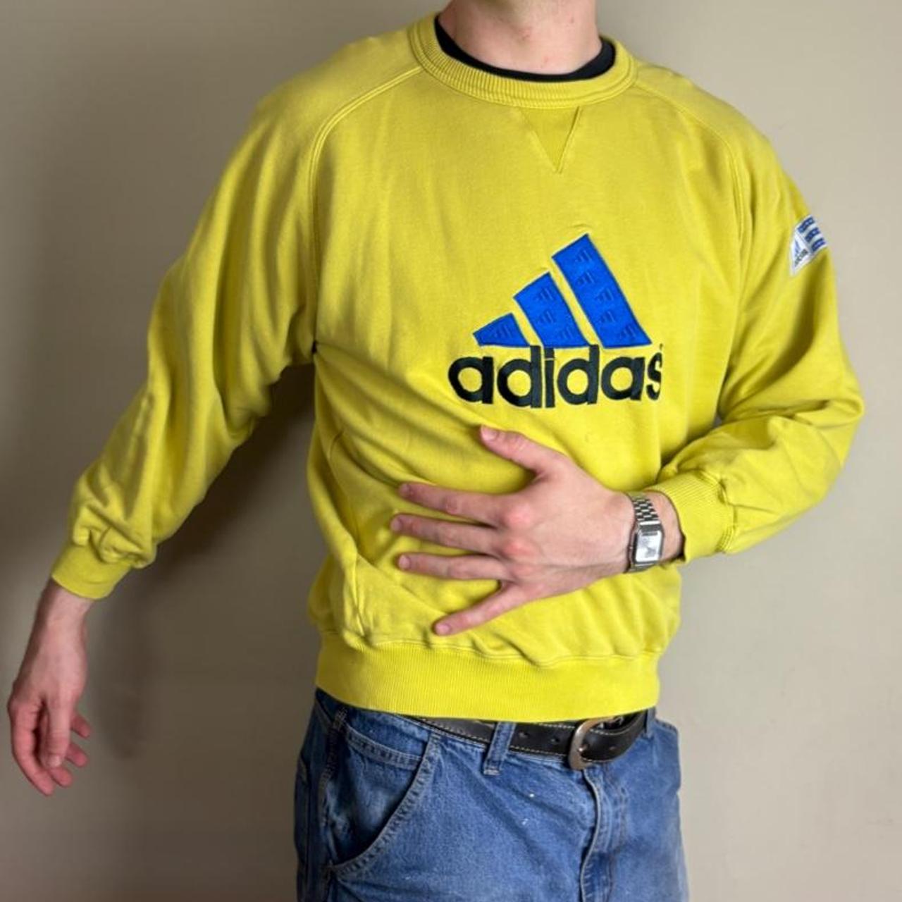 Vintage Adidas Yellow Embroidered 90s Sweatshirt - S