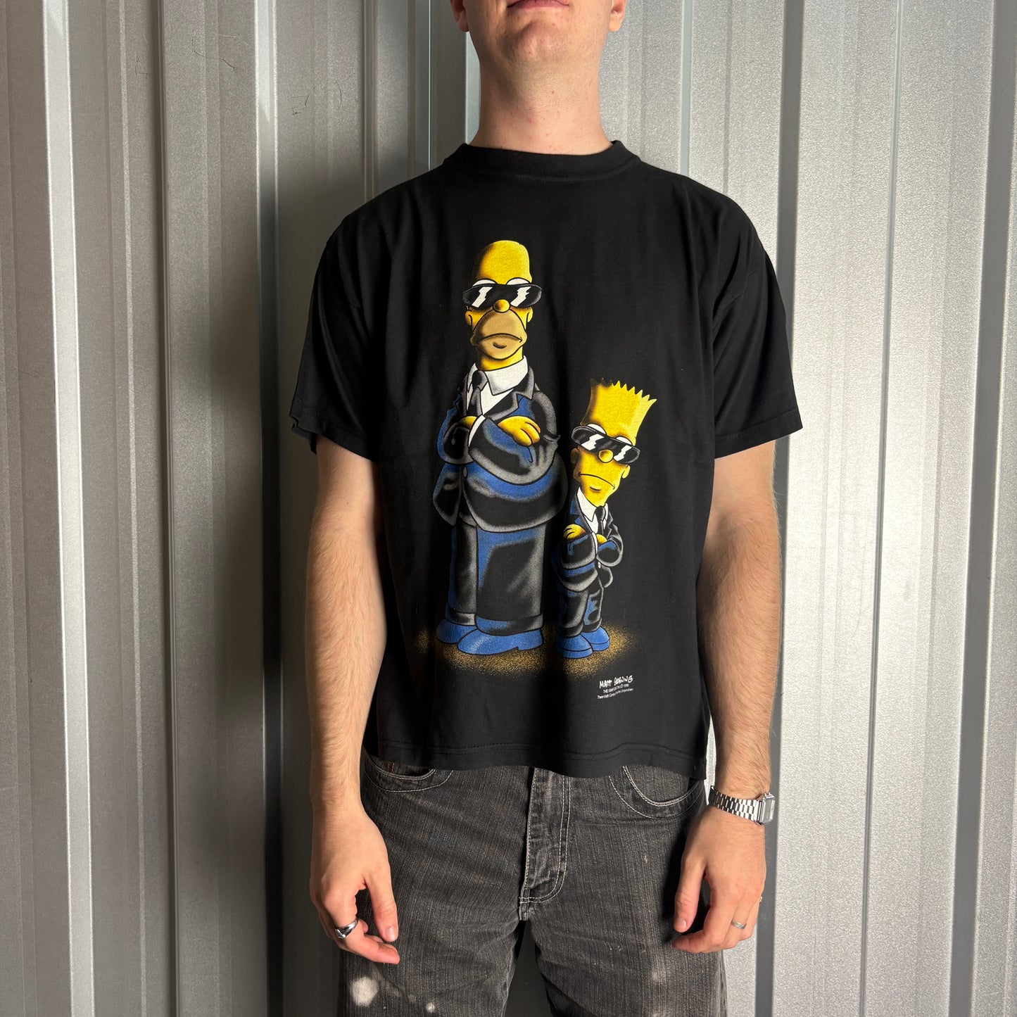 Vintage 1998 Simpsons Men in Black Single Stitch Graphic T-Shirt - L
