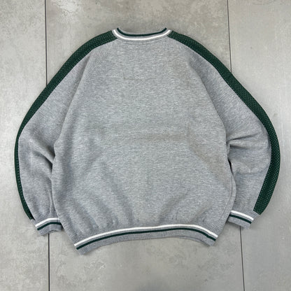 Vintage 90s NFL Green Bay Packers Embroidered Grey and Green Sweatshirt - M