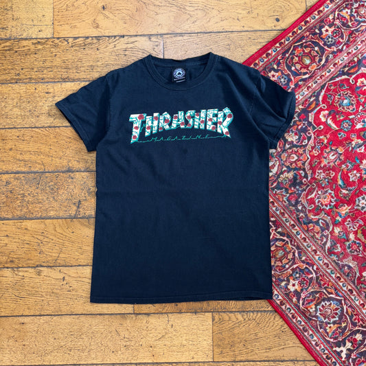 Vintage Thrasher Black Skate Womens Graphic T-Shirt - S