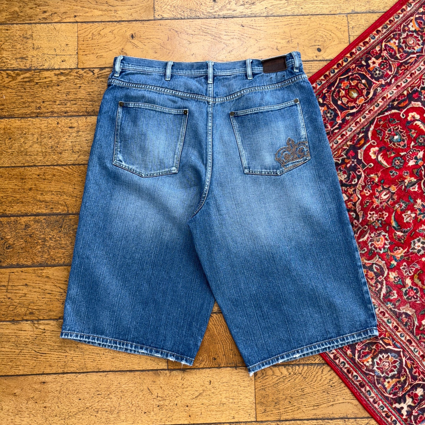 Vintage Sean John Y2K Blue Embroidered Hip Hop Baggy Shorts Jorts - 38