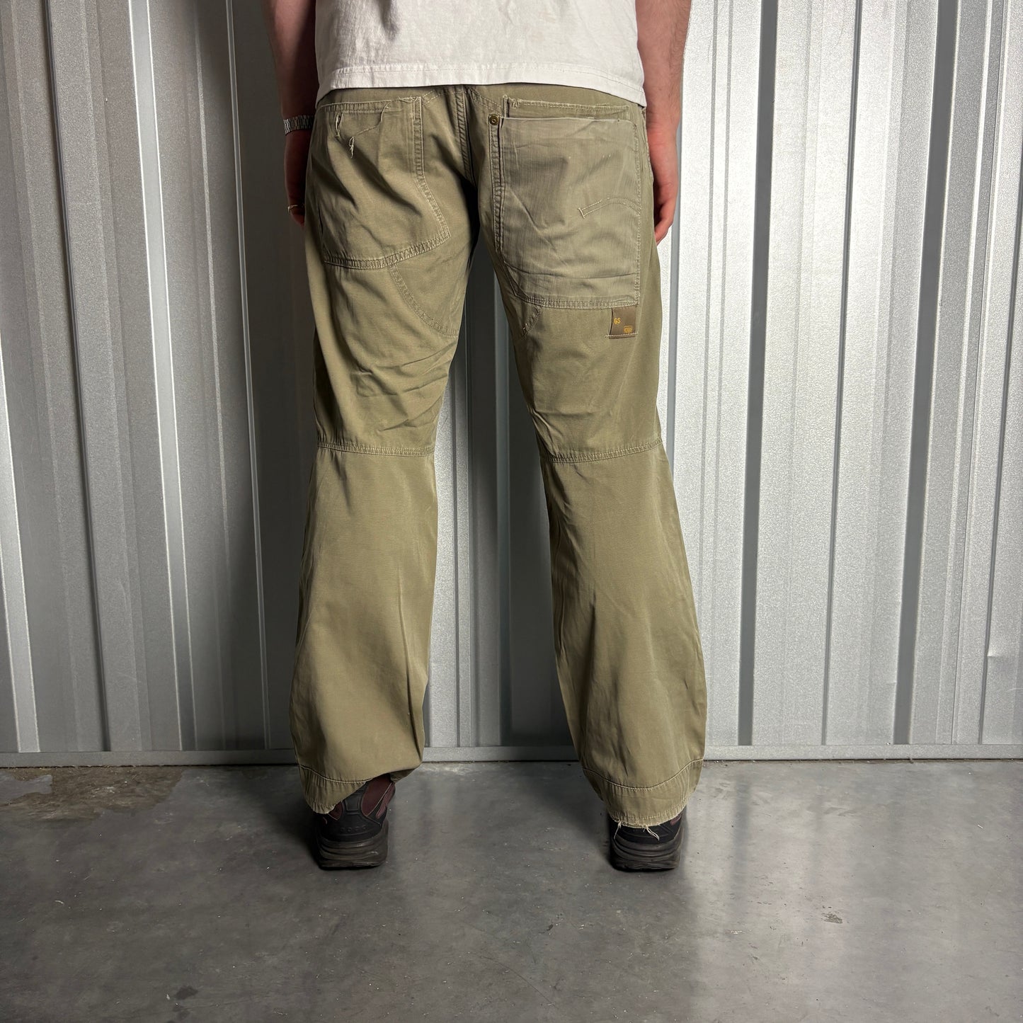 Vintage G Star Raw Green Cargo Fatigue Y2K Baggy Jeans - 33R