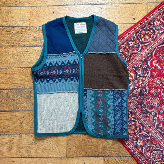 Vintage 90s Blue Knit Gilet Vest - M