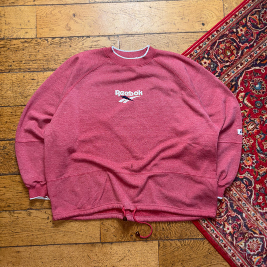 Vintage 90s Reebok Pink Womens Embroidered Sweatshirt - Size 14