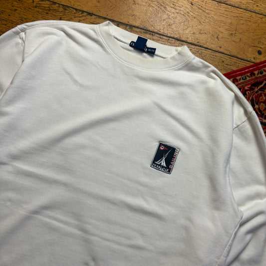 Vintage 90s Nautica White Embroidered Sweatshirt - XL