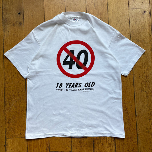 Vintage 1992 Funny Single Stitch White Graphic T-Shirt - S/M