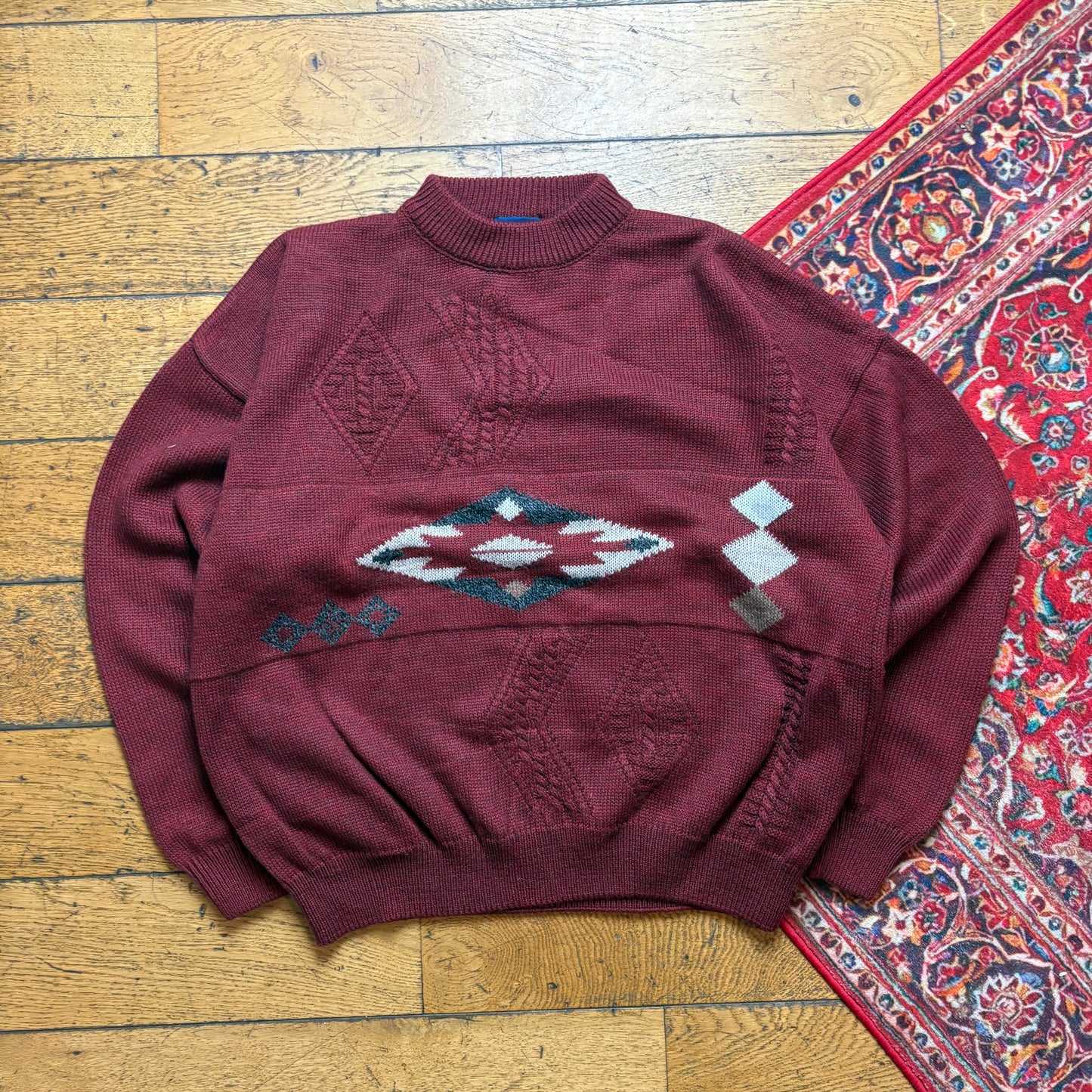 Vintage Burgundy Italian Chunky Knit Jumper - L