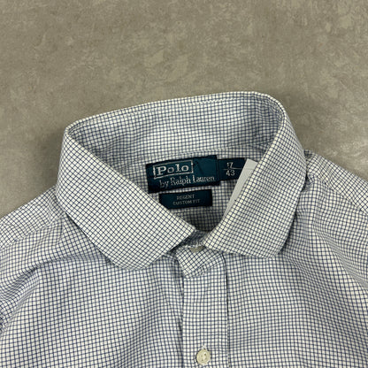 Vintage Ralph Lauren Check White Navy Button Shirt - L