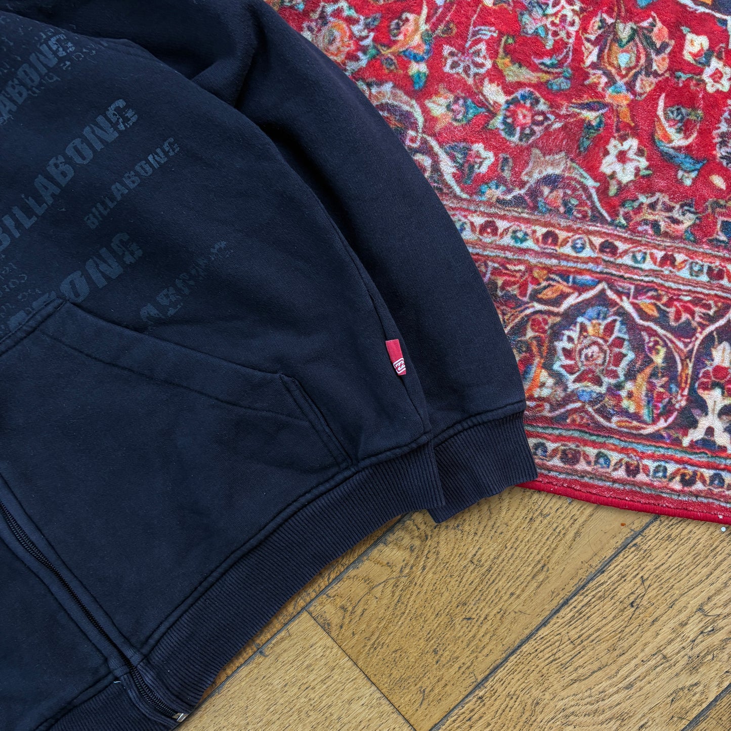 Vintage Billabong Black Surfwear Zip Hoodie Embroidered Sweatshirt - M