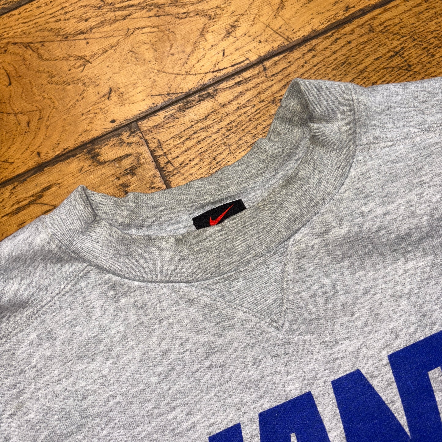 Vintage 90s Nike Swoosh NFL NY Giants Grey Embroidered Sweatshirt - 2XL