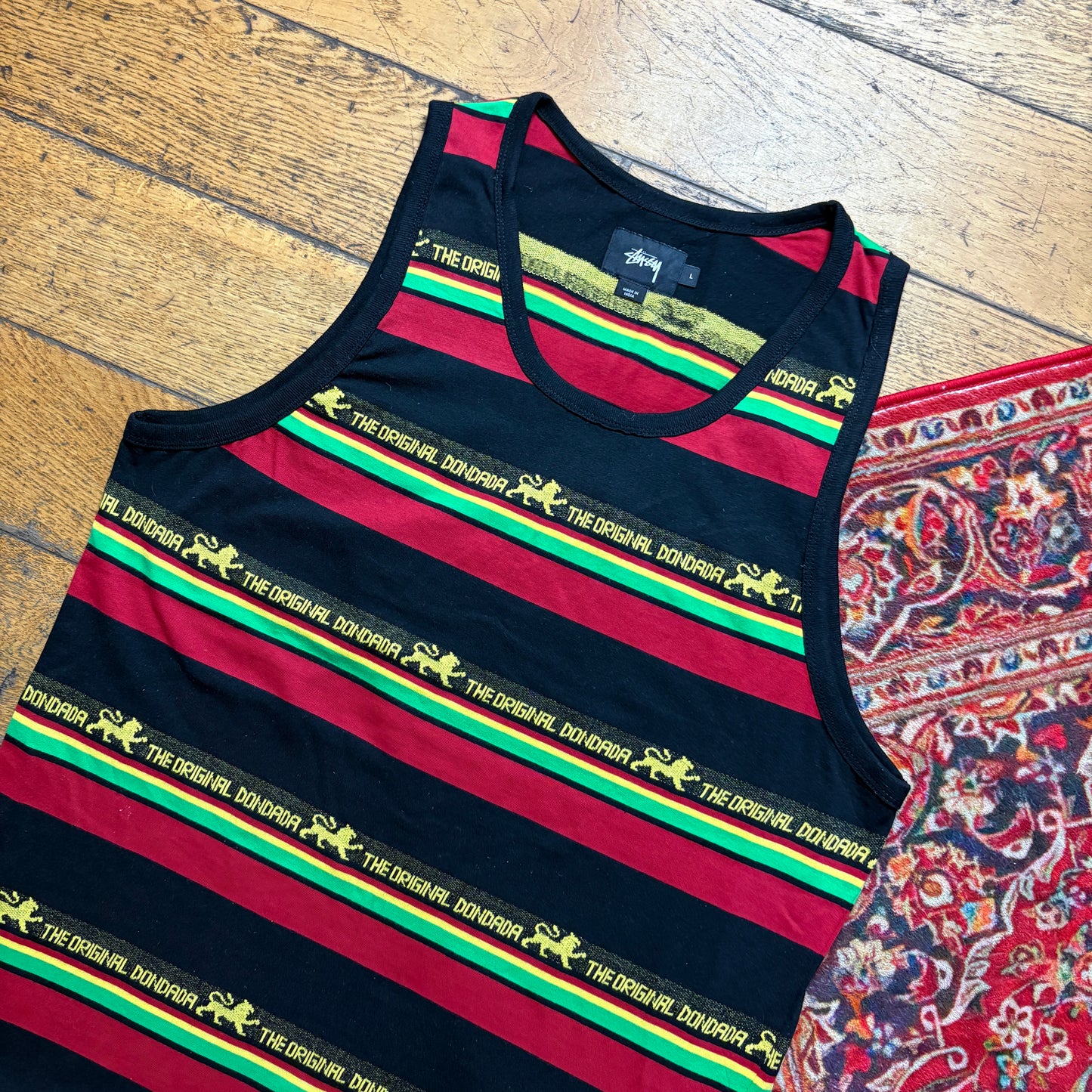 Vintage Stussy Black Rasta Vest - S
