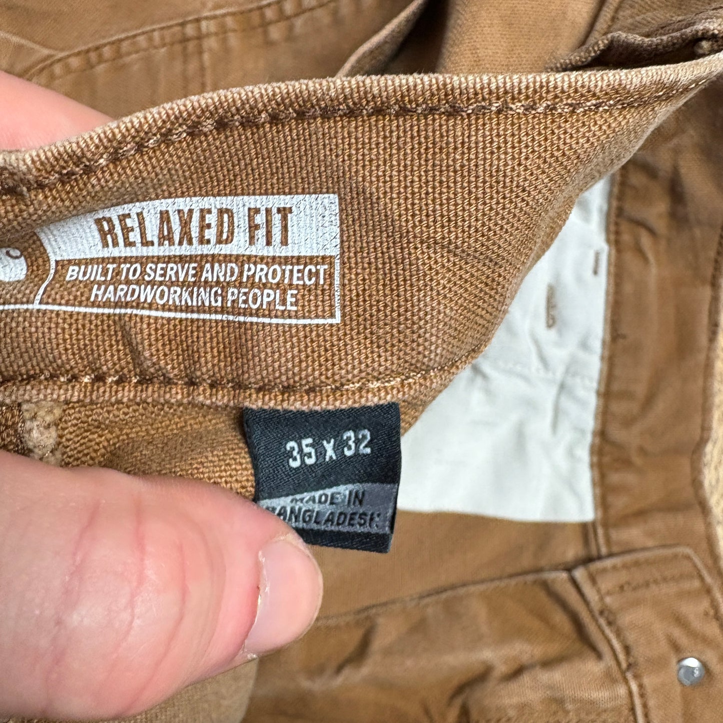 Vintage Carhartt Workwear Carpenter Brown Baggy Trousers - 35R
