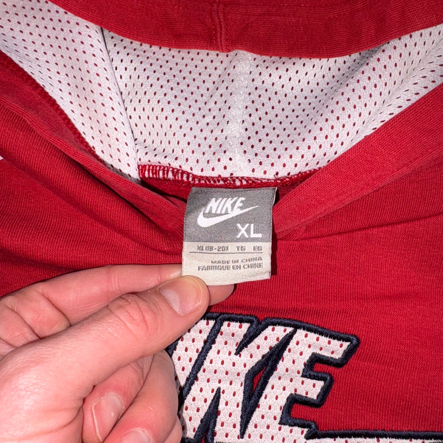 Vintage Y2K Nike Red Womens Embroidered Hoodie Sweatshirt - XL