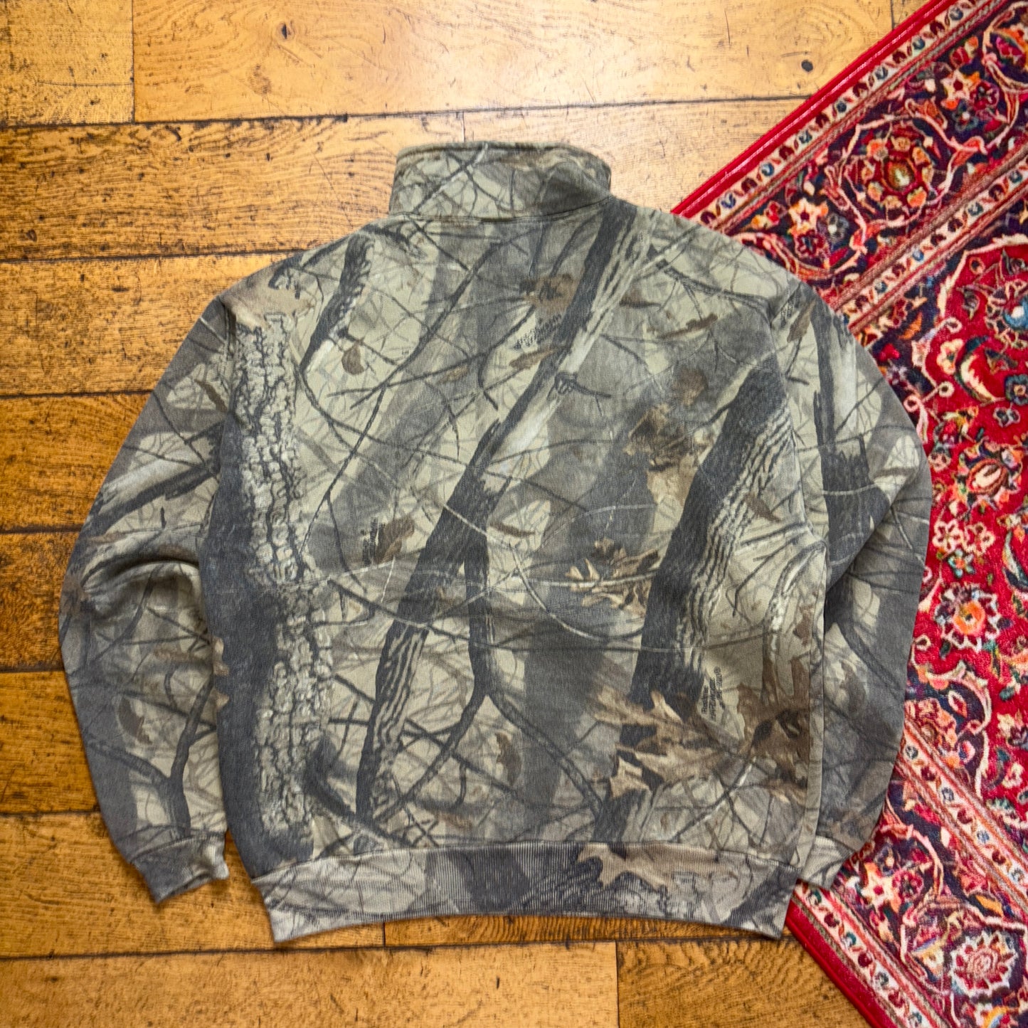 Vintage Realtree Camo Green Quarter Zip Sweatshirt - M