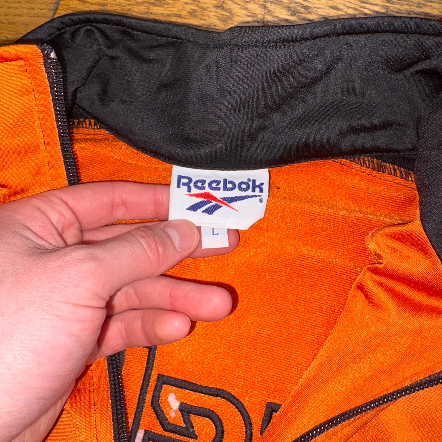 Vintage Reebok Orange Black Tracksuit Track Shell Windbreaker Jacket - XL