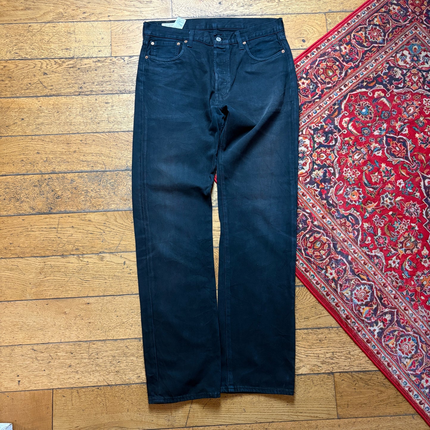 Vintage Levis 501 Straight Black Denim Jeans - 34L