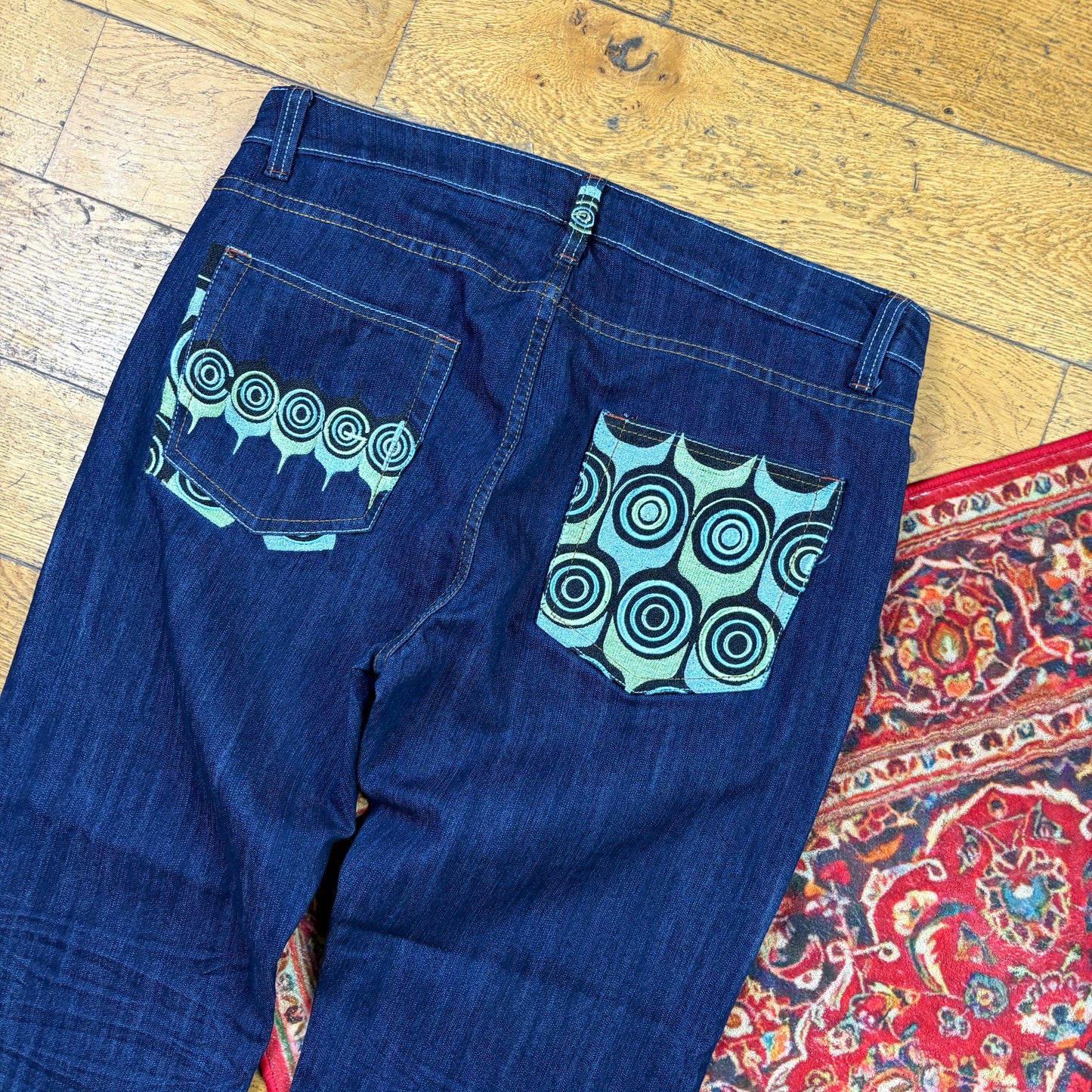 Vintage Coogi Blue Embroidered Y2K Hip Hop Straight Jeans - 38
