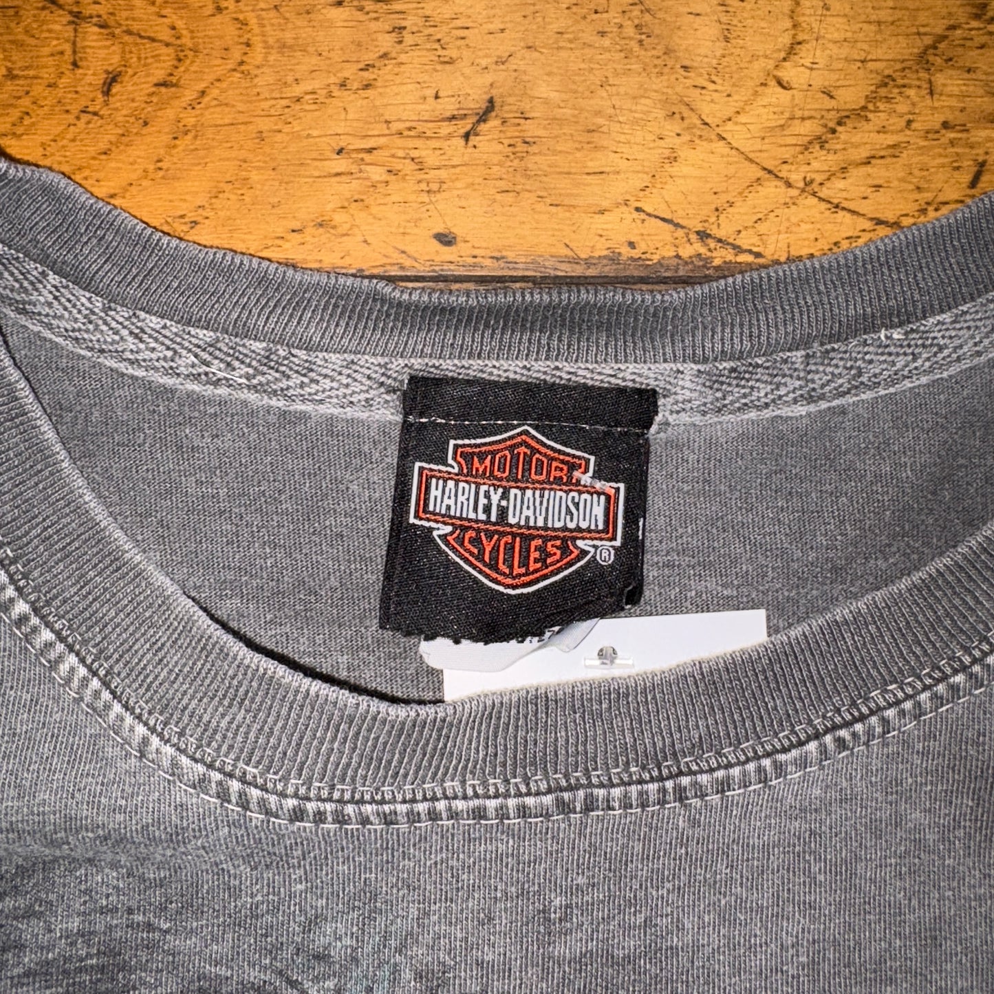 Vintage Harley Davidson Grey Affliction Motorbike Graphic T-Shirt - XL