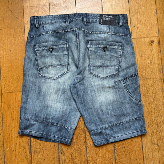Vintage Hip Hop Blue Baggy Shorts Jorts - 36