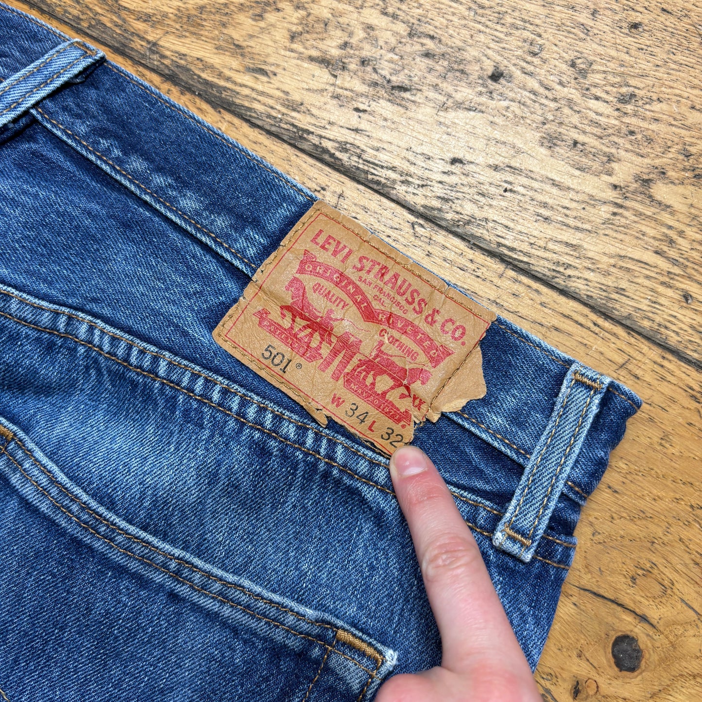 Vintage Levis 501 Straight Blue Denim Jeans - 36R