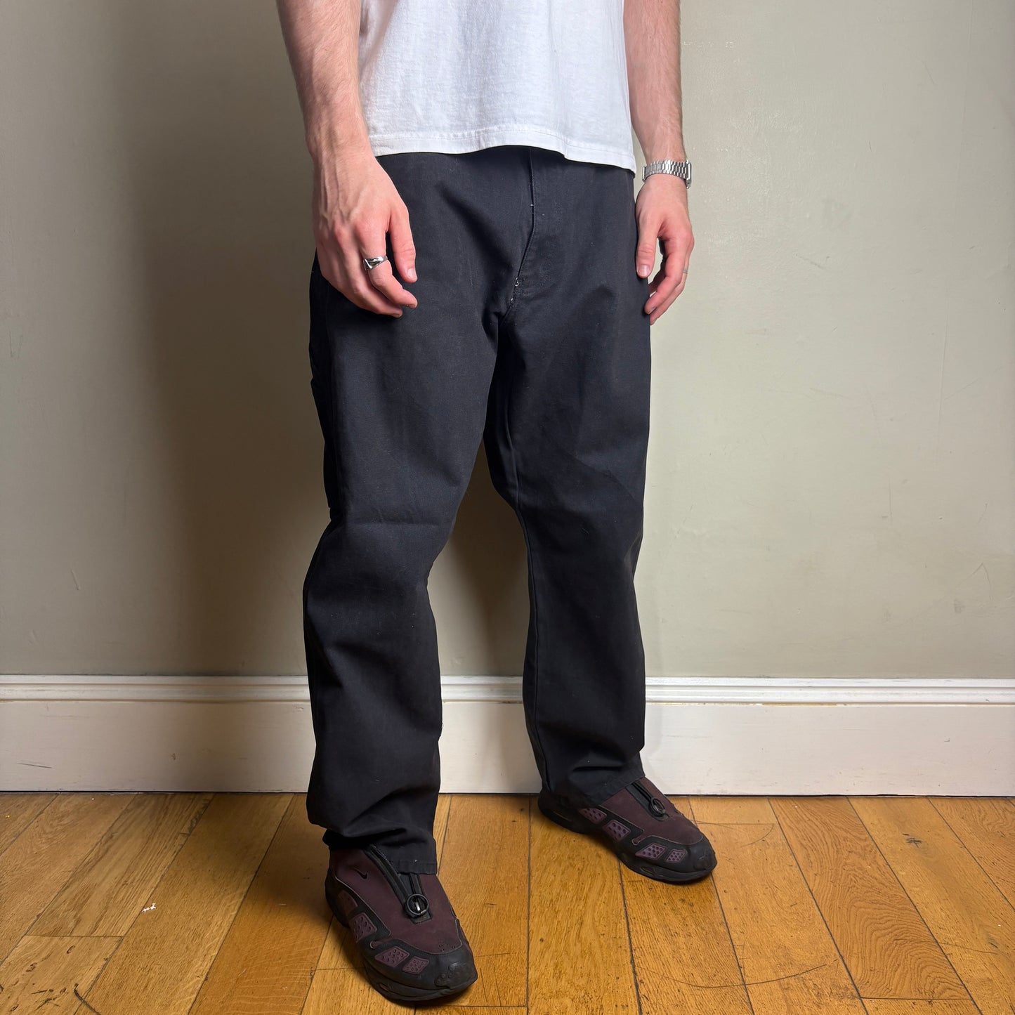 Vintage Dickies Black Workwear Carpenter Baggy Trousers - 38S