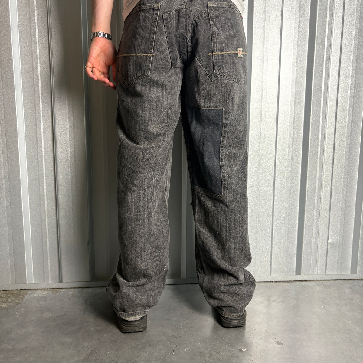 Vintage Ecko Unltd Black Patchwork Embroidered Y2K Hip Hop Baggy Jeans - 40L