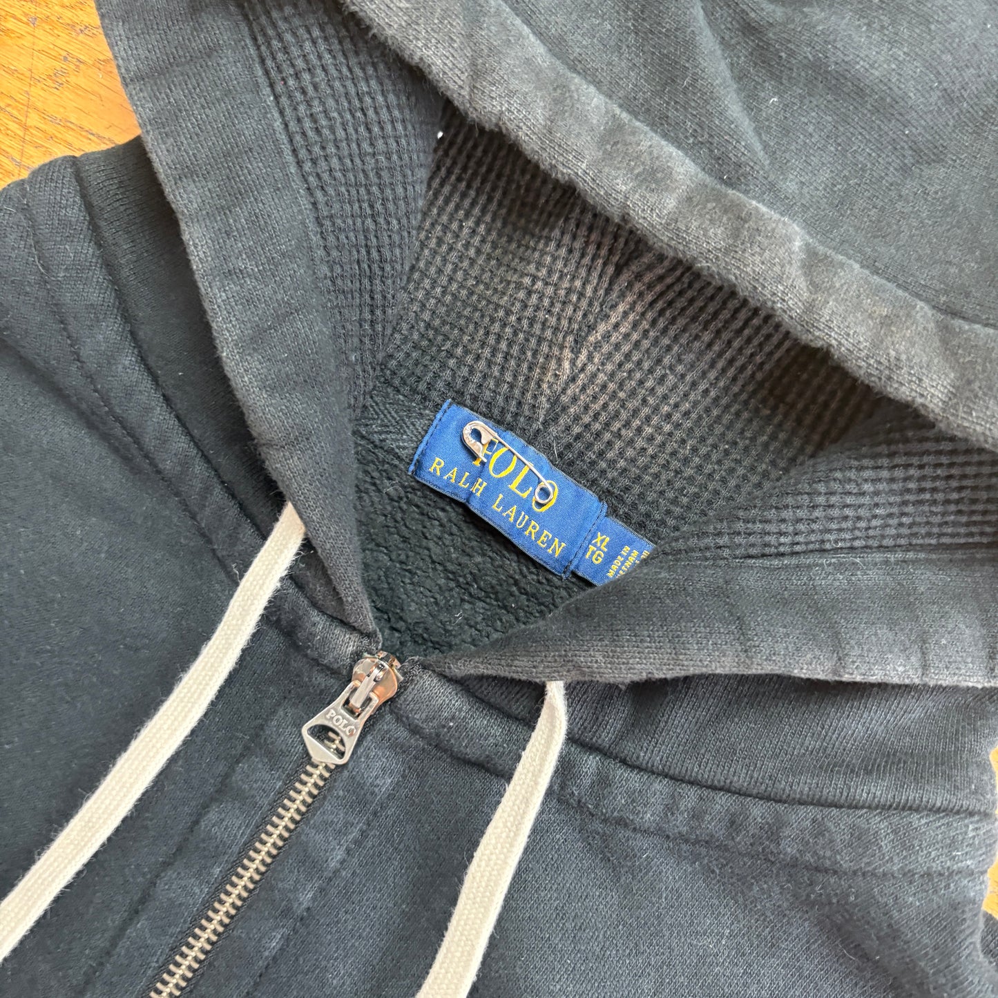 Vintage Ralph Lauren Black Zip Hoodie Embroidered Sweatshirt - XL