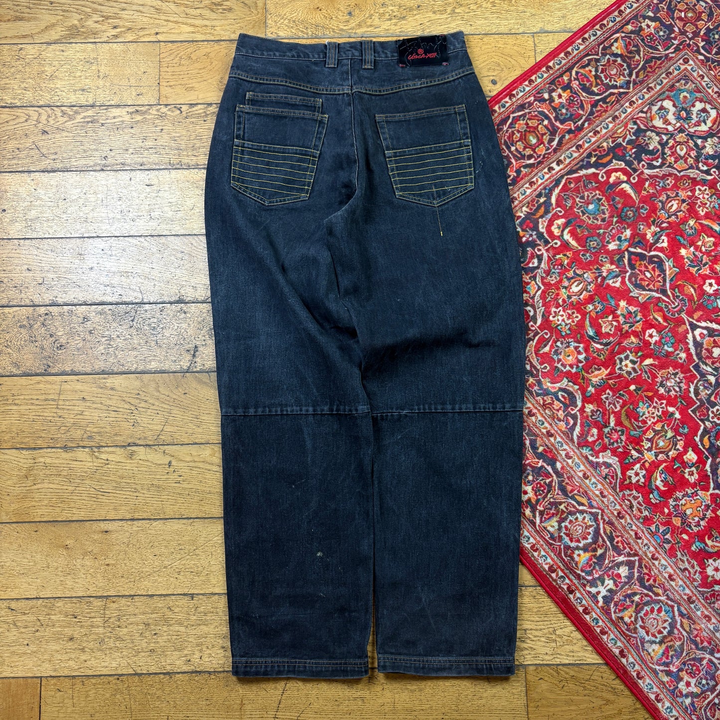 Vintage FUBU Black Embroidered Y2K Hip Hop Baggy Jeans - 34