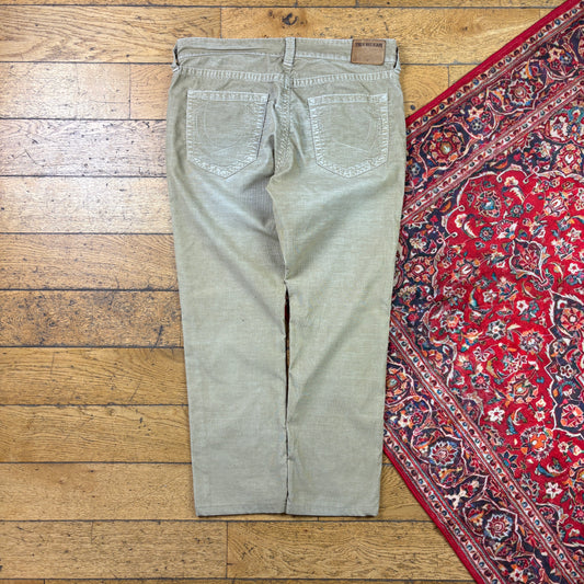Vintage True Religion Corduroy Brown Embroidered Y2K StraightTrousers - 38