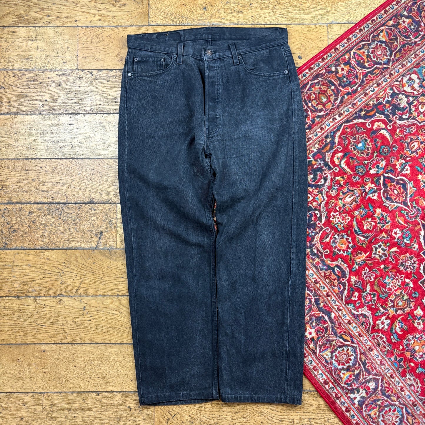 Vintage Levis 501 Straight Black Denim Jeans - 36