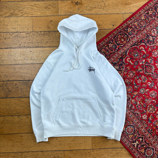 Vintage Stussy White Skate Hoodie Sweatshirt - S