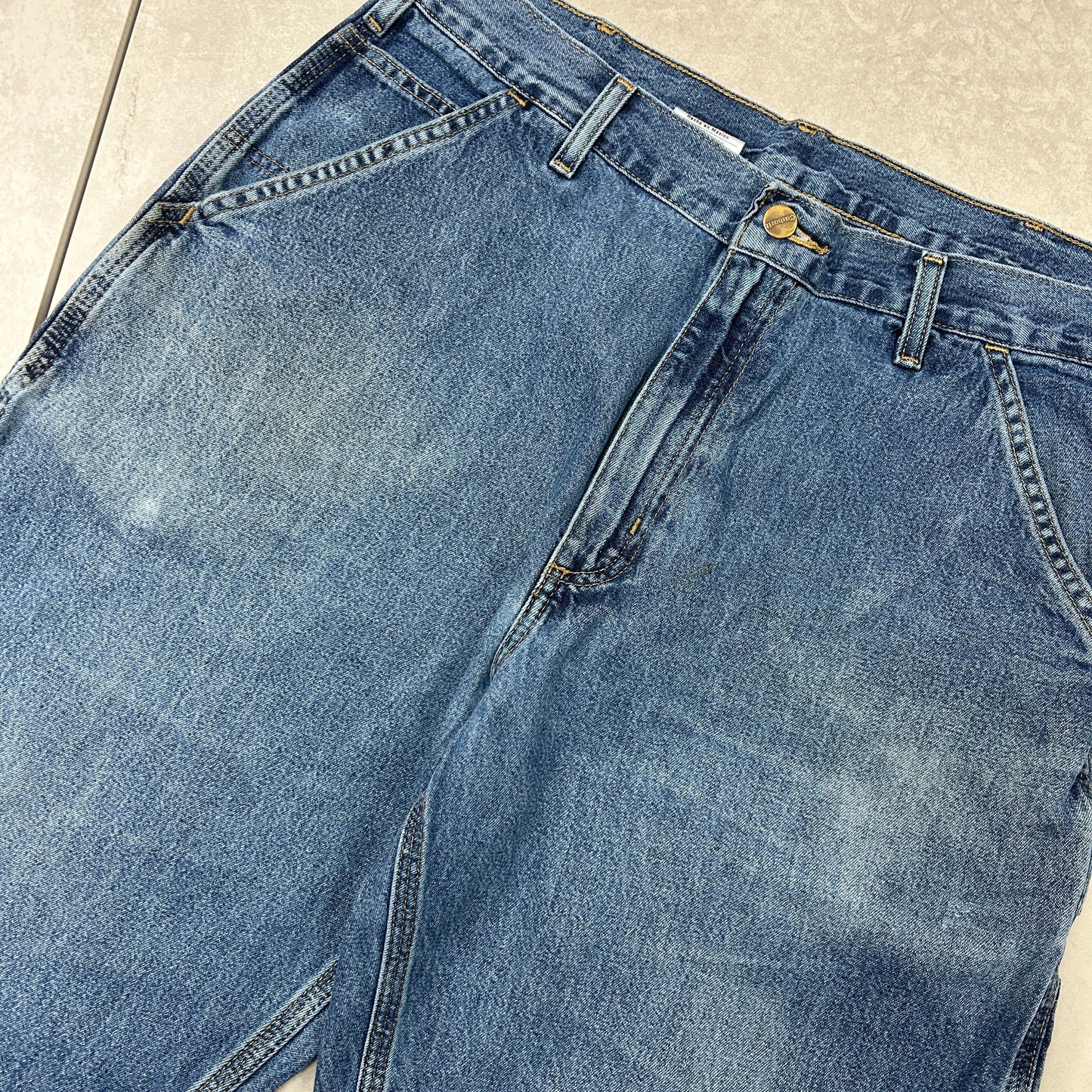 Vintage Carhartt Workwear Baggy Carpenter Blue Shorts - 35
