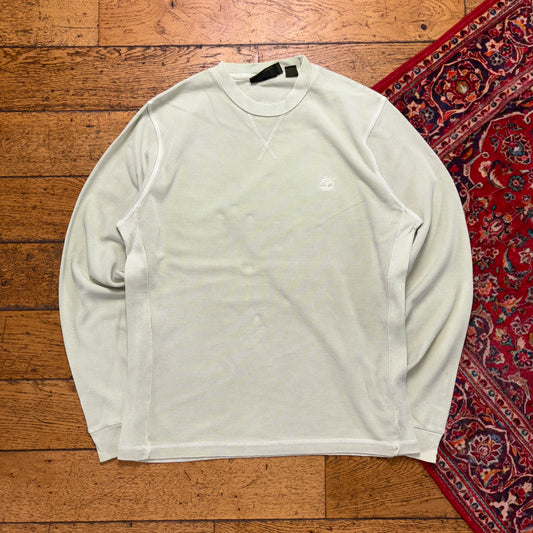 Vintage Timberland Embroidered Green Waffle Long Sleeve T-Shirt - M