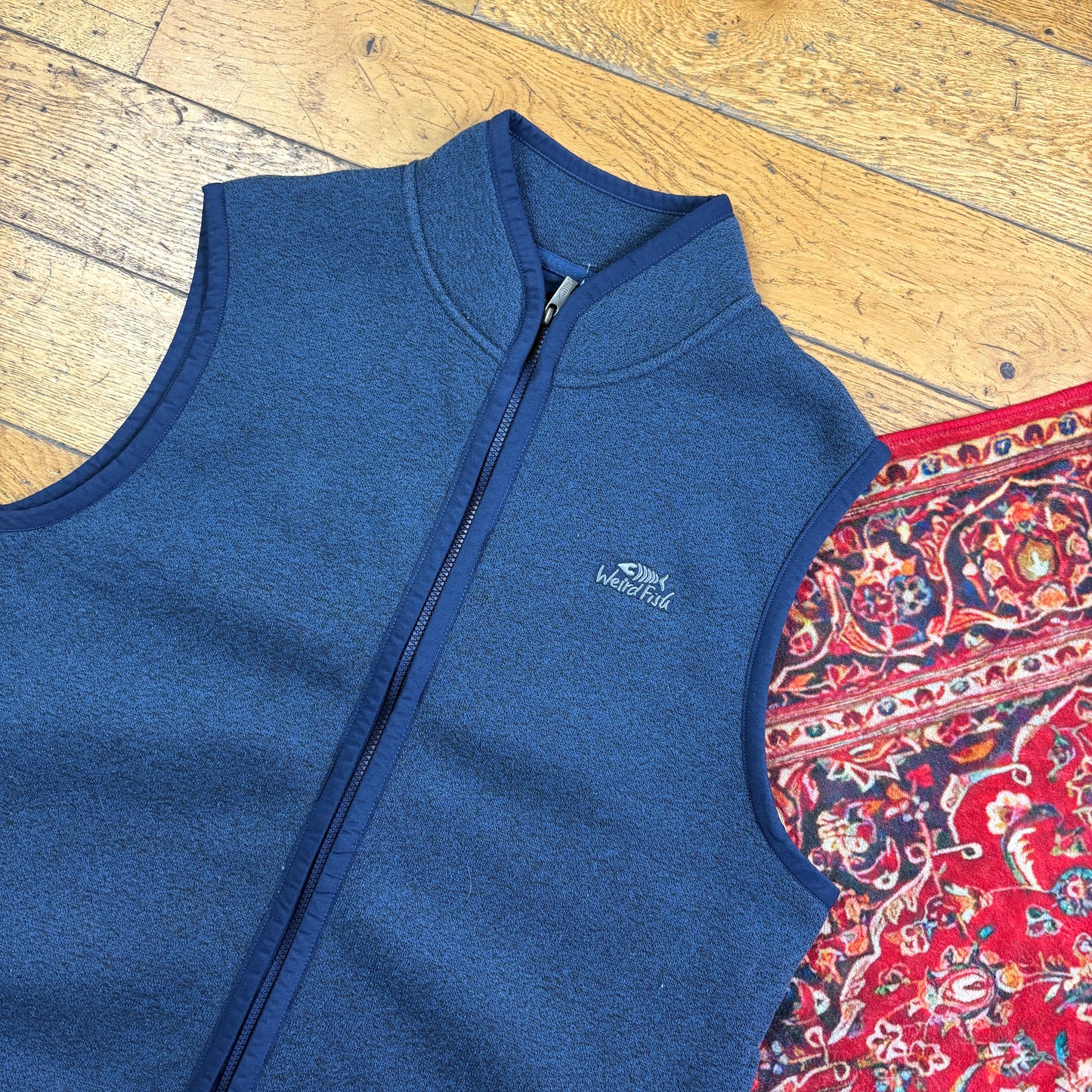 Vintage Weird Fish Surfwear Navy Fleece Gilet Vest - L