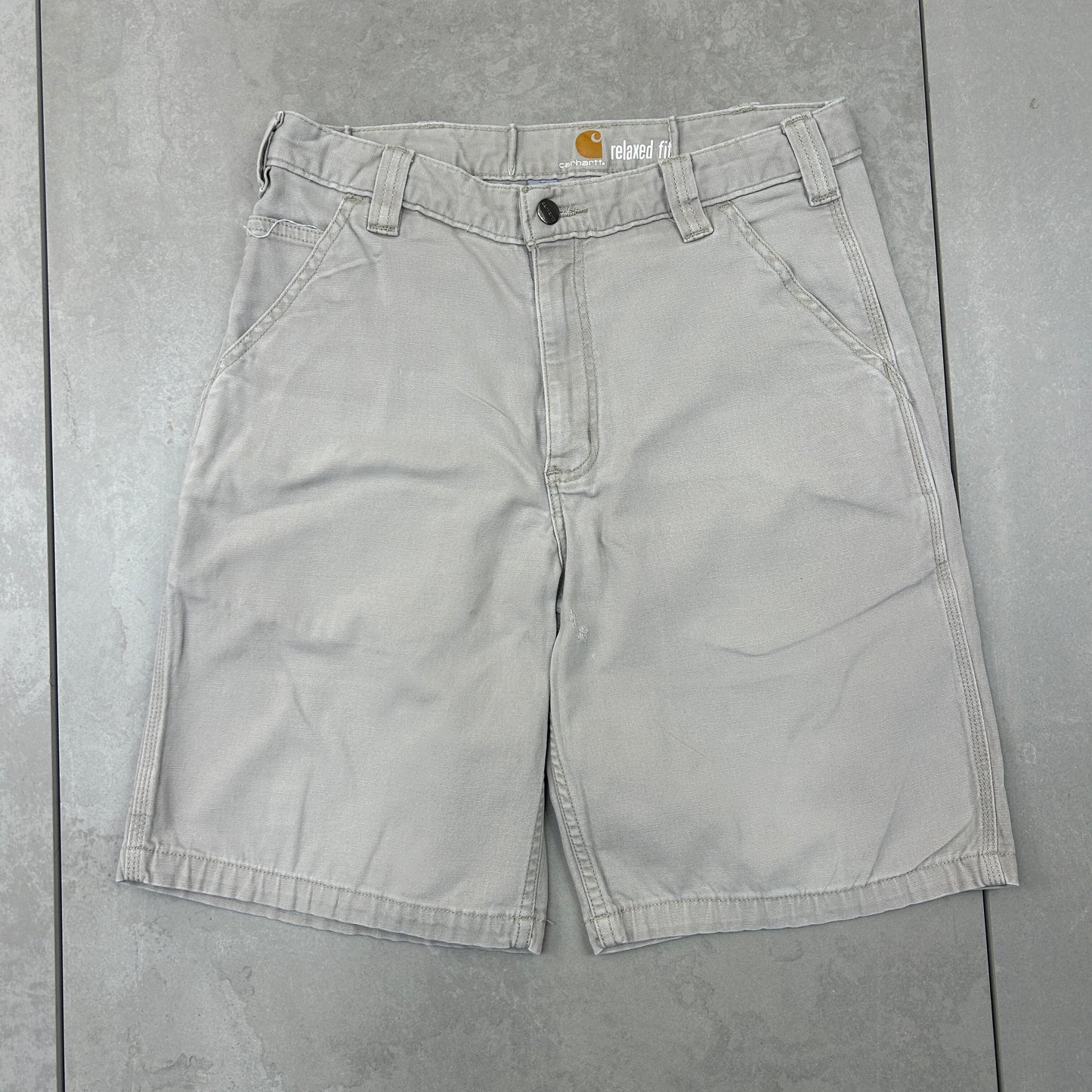 Vintage Carhartt Workwear Baggy Cream Carpenter Shorts - 30