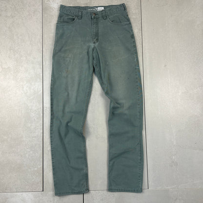 Vintage Carhartt Green Khaki Workwear Carpenter Straight Trousers - 32