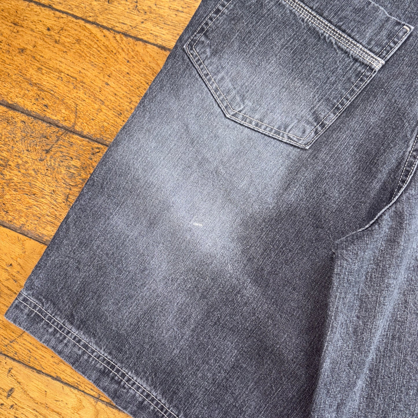 Vintage Embroidered Hip Hop Black Grey Baggy Shorts Jorts - 34