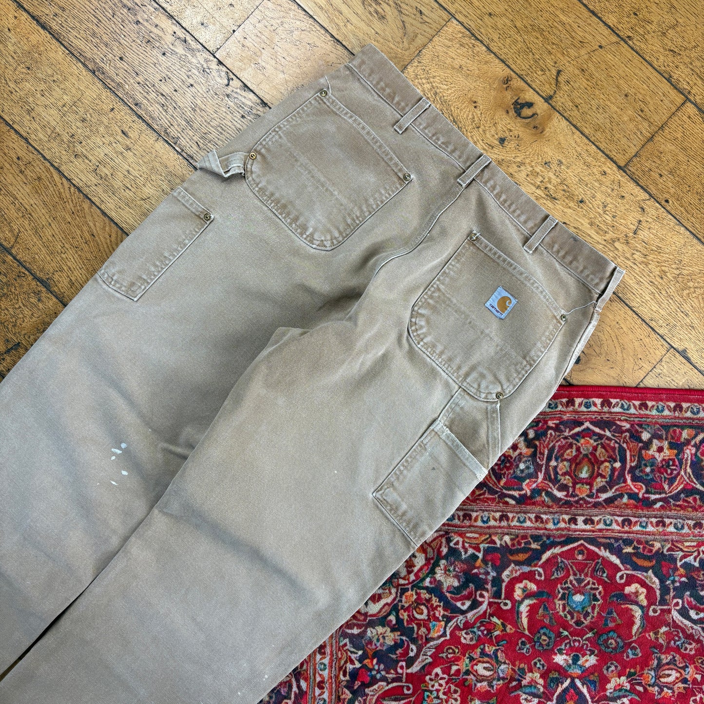 Vintage Carhartt Brown Double Knee Workwear Carpenter Baggy Trousers - 36