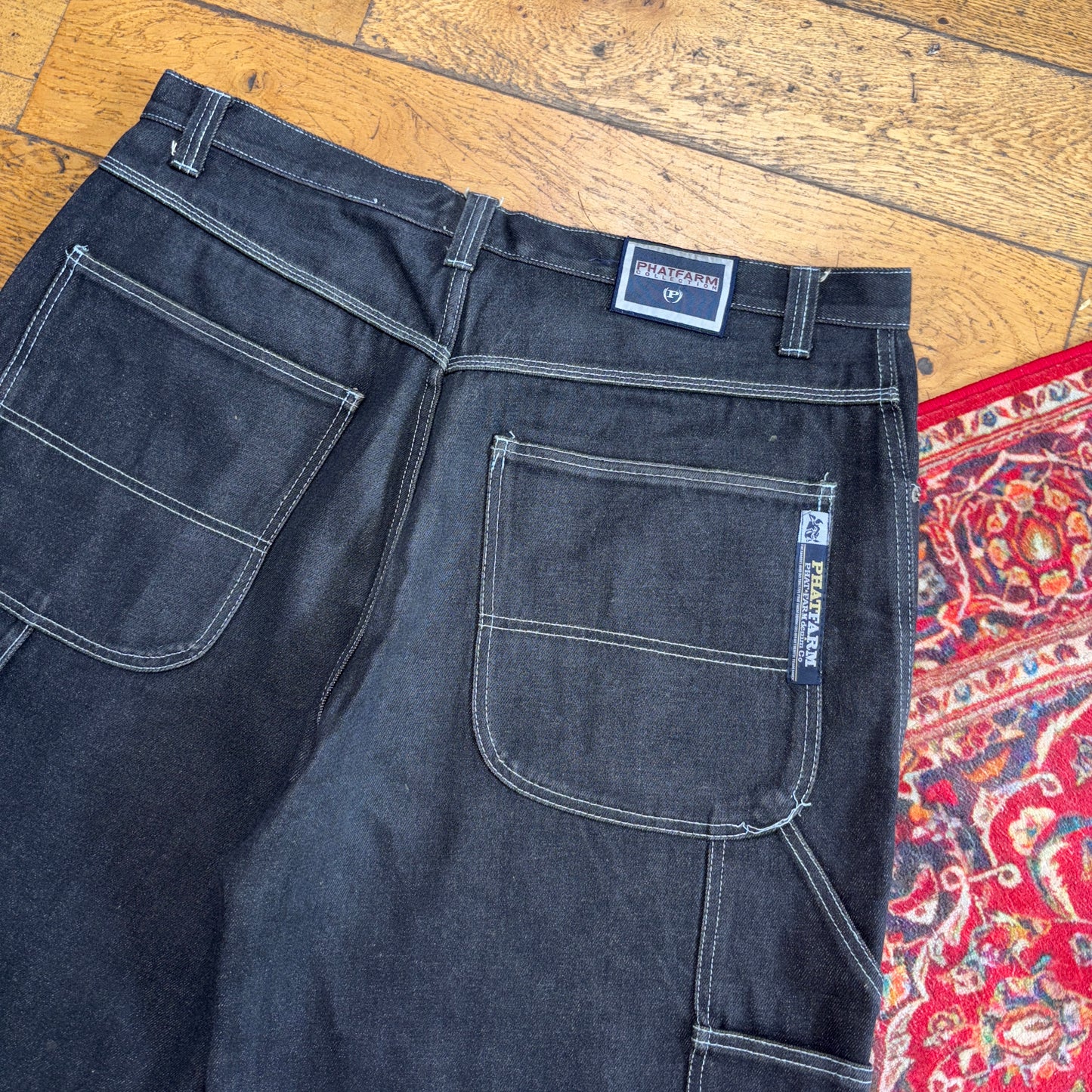 Vintage Phat Farm Black Y2K Hip Hop Baggy Jeans Shorts Jorts - 40