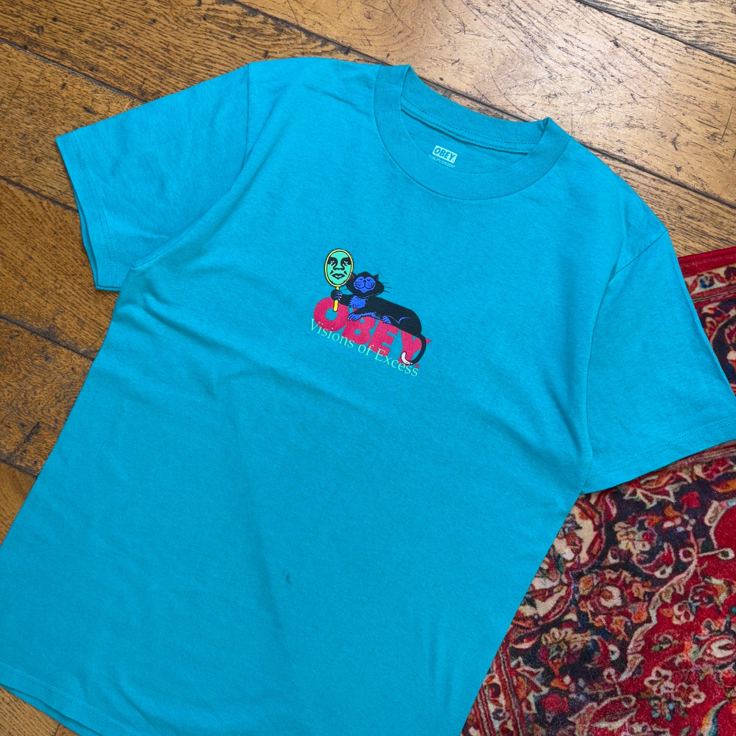 Vintage Obey Blue Skate Graphic T-Shirt - XS
