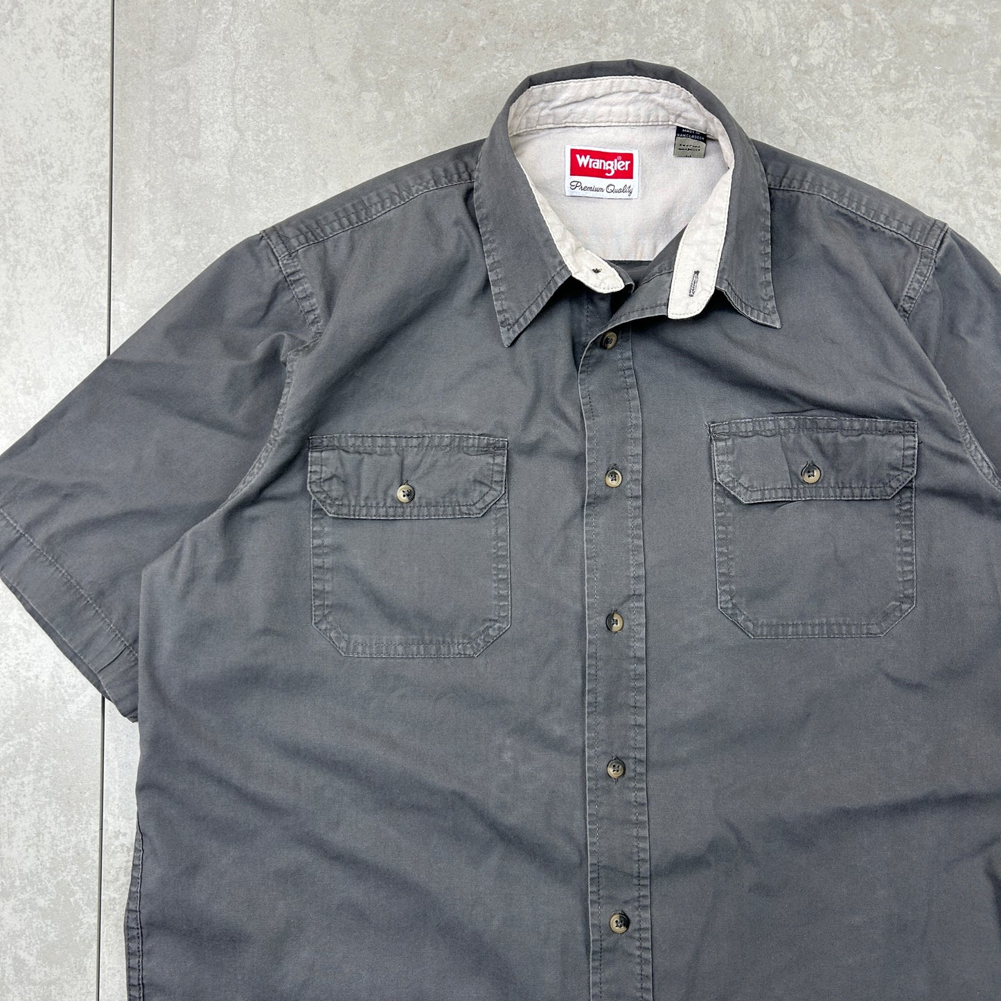 Vintage Wrangler Short Sleeve Grey Workwear Shirt - M